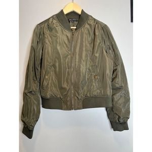 Romeo juliet olive green bomber jacket coat fall winter womens sz LARGE satin